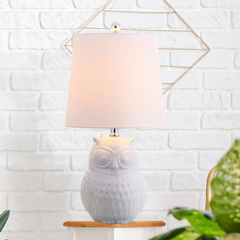 JONATHAN Y Hoot 20.5" Ceramic Mini LED Table Lamp