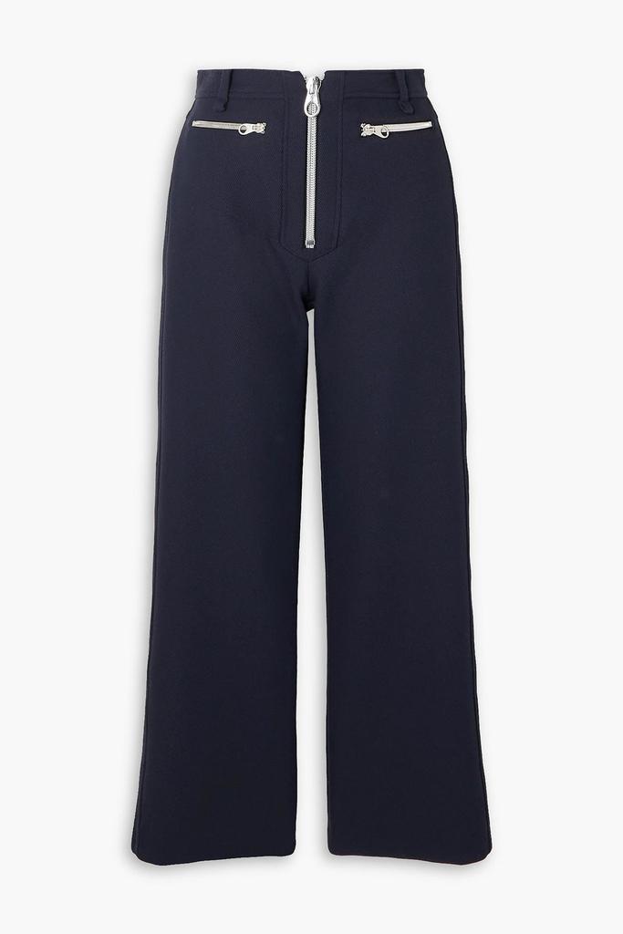 Meryll Rogge Zip-detailed cotton-blend gabardine straight-leg pants