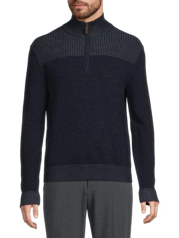 Bruno Magli Classic Fit Merino Wool Quarter Zip Sweater 1