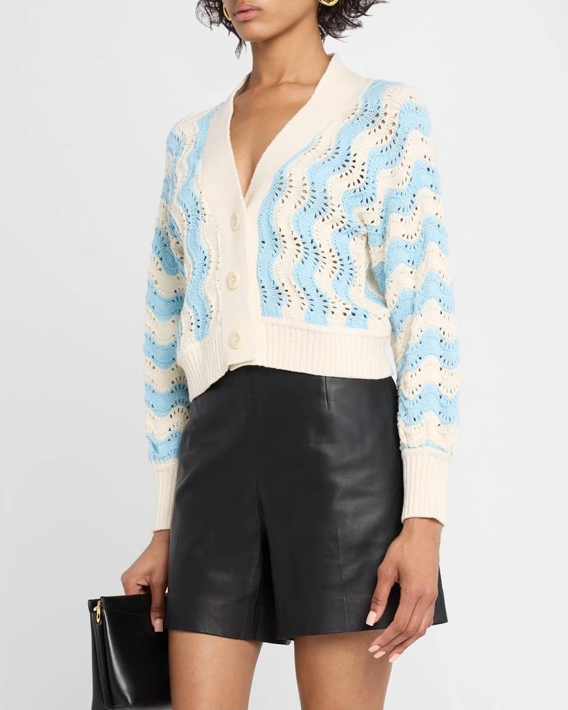 ELEVEN SIX Luna Wavy Striped Cotton Cardigan 4
