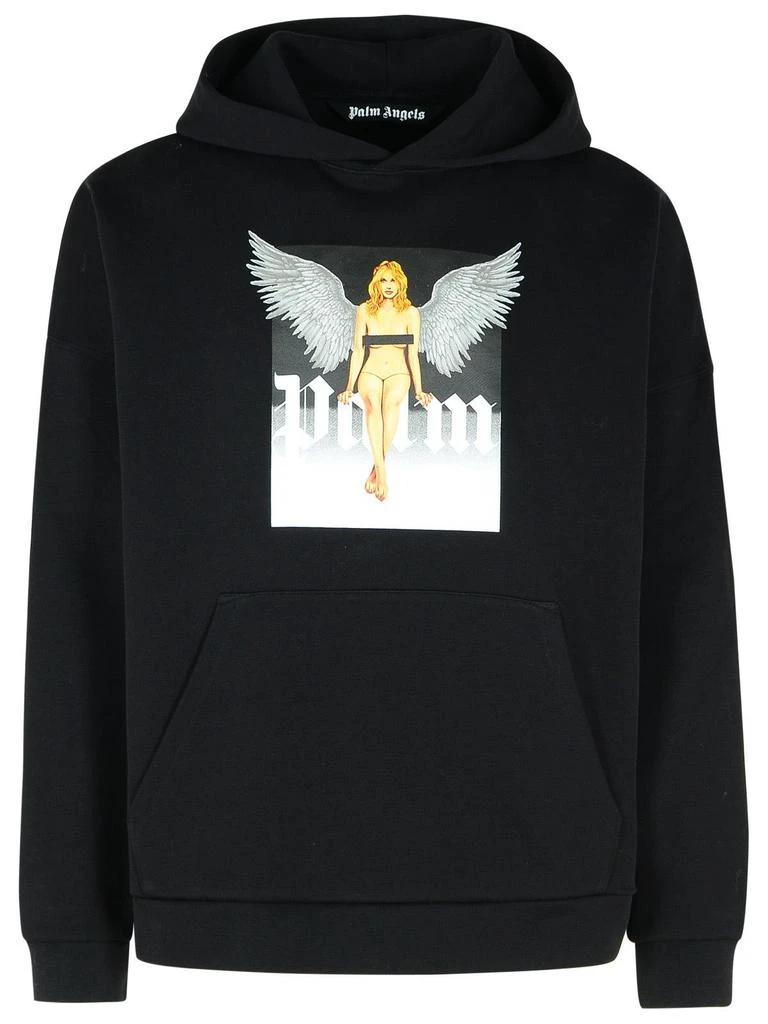 Palm Angels Palm Angels Crystal Pin-Up Long-Sleeved Hoodie 1