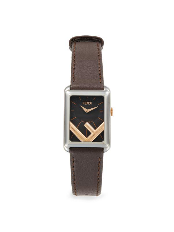 Fendi Run Away Stainless Steel & Leather Strap Watch/22.5MM