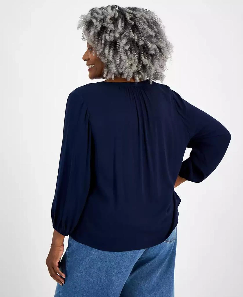 Style & Co Plus Size Split-Neckline Popover Blouse, Created for Style & Co 2