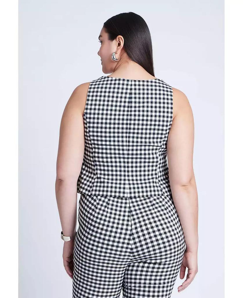ELOQUII Women's Plus Size Gingham Square Neck Vest