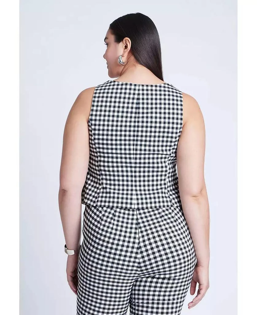 ELOQUII Women's Plus Size Gingham Square Neck Vest 2