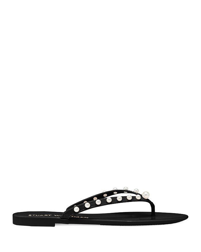 Stuart Weitzman Women's Goldie Embellished Jelly Flip Flop Thong Sandals