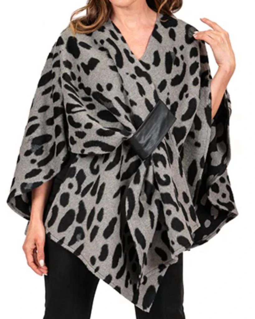 SCAPA V-Neck Pull Over Poncho In Grey/black