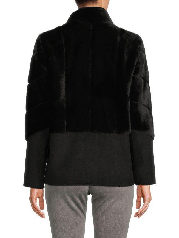 BELLE FARE Wool & Faux Mink Fur Jacket