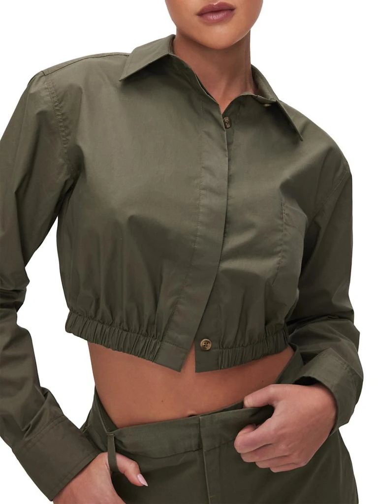 Good American Coated Poplin Cropped Shirt 4
