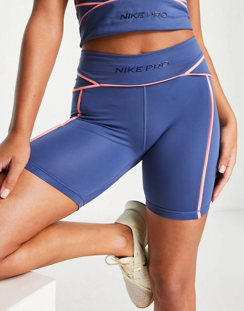 NIKE Nike Pro Training Membership Dri-FITleggings booty shorts in blue 1