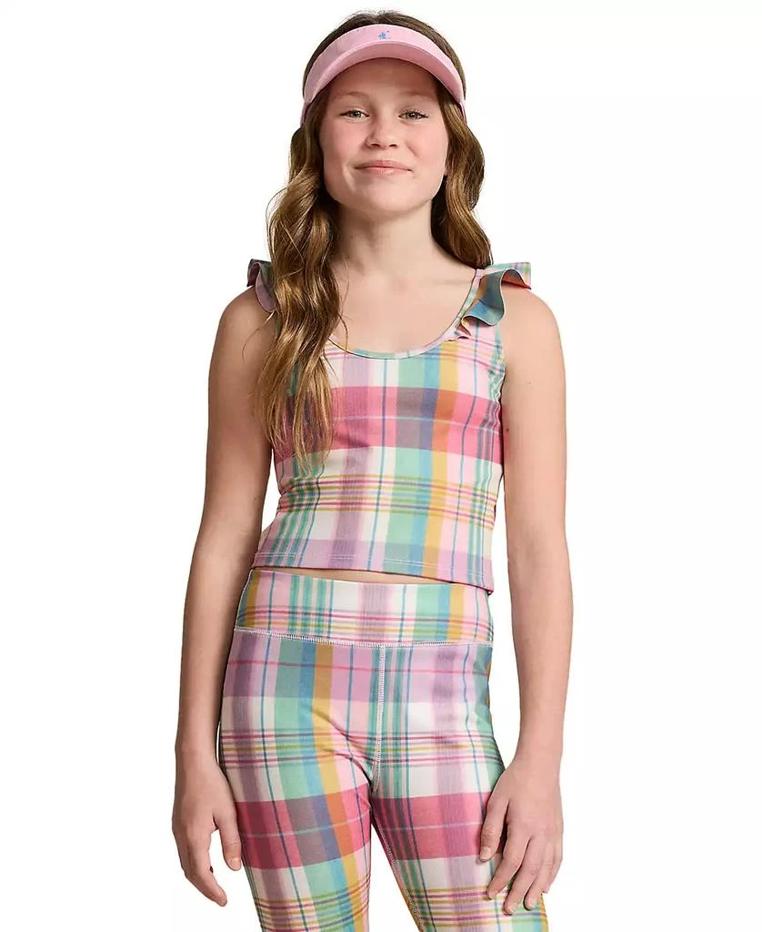 Ralph Lauren Big Girls Madras-Print Performance Jersey Top 1