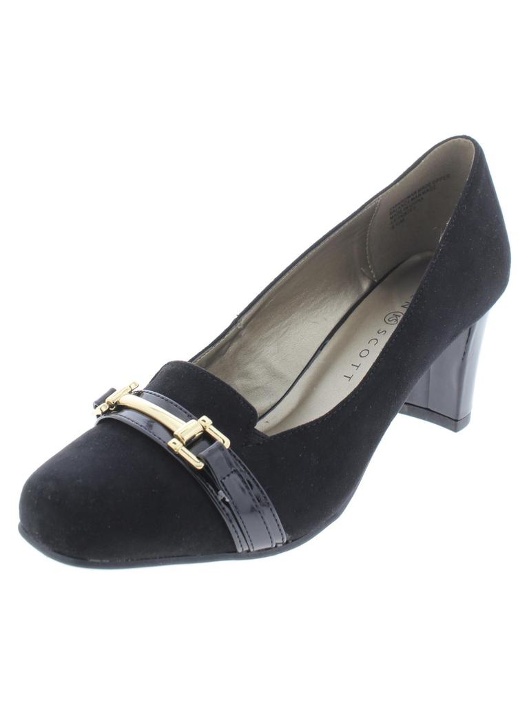Karen Scott Penzey Womens Faux Suede Patent Trim Dress Pumps