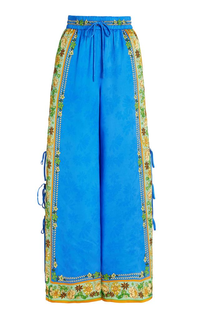 ALÉMAIS ALÉMAIS - Linda Printed-Jacquard Wide-Leg Pants - Blue - AU 6 - Moda Operandi