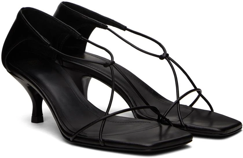 Totême Black 'The Leather Knot' Heeled Sandals 4