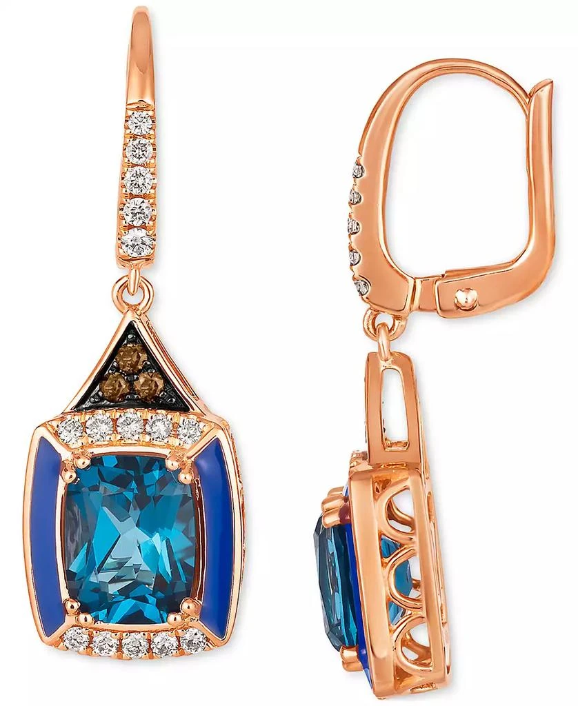 Le Vian Deep Sea Blue Topaz (4-1/2 ct. t.w.), Nude Diamonds (1/3 ct. t.w.) & Chocolate Diamonds (1/10 ct. t.w.) Drop Earrings in 14k Rose Gold 2