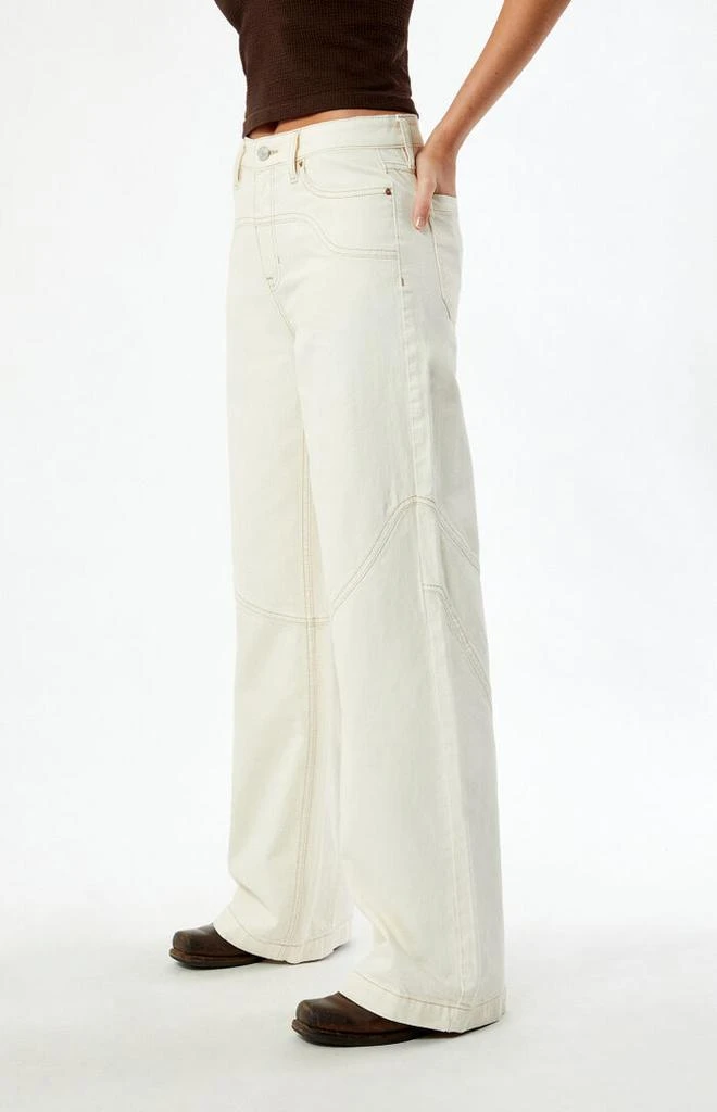 PacSun Jessie Off White Cowboy High Waisted Baggy Jeans 3