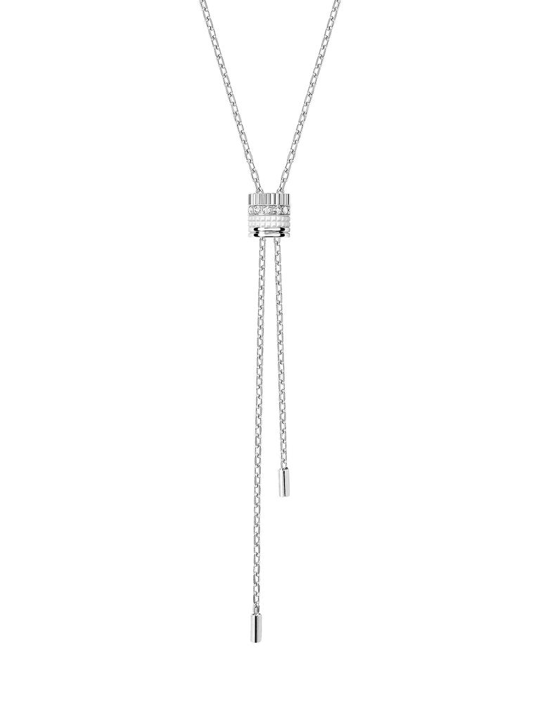 Boucheron Quatre White Edition 18K White Gold, 0.18 TCW Diamond & HyCeram Bolo Necklace