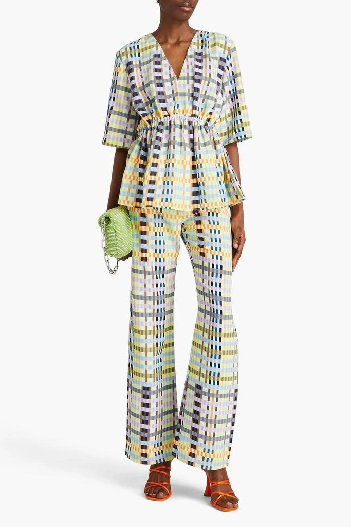 Stine Goya Marc checked crepe flared pants 2