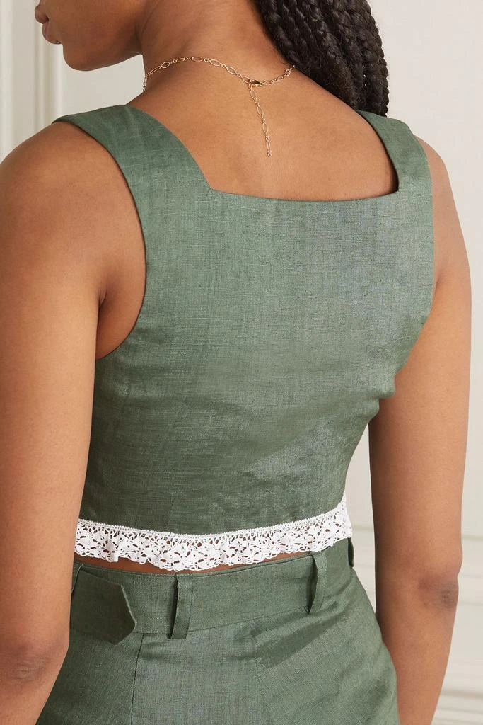 MIGUELINA Billie cropped crochet-trimmed linen top 3