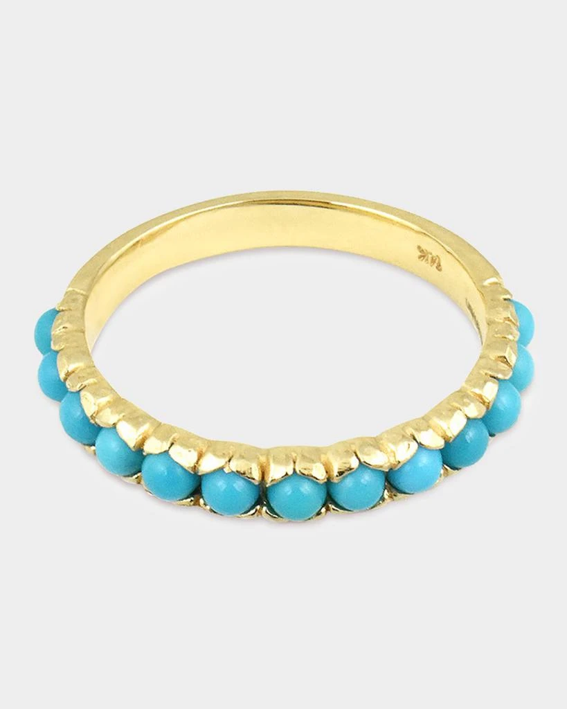 Stevie Wren Turquoise Cabochon 14K Yellow Gold Band Ring, Size 7 3