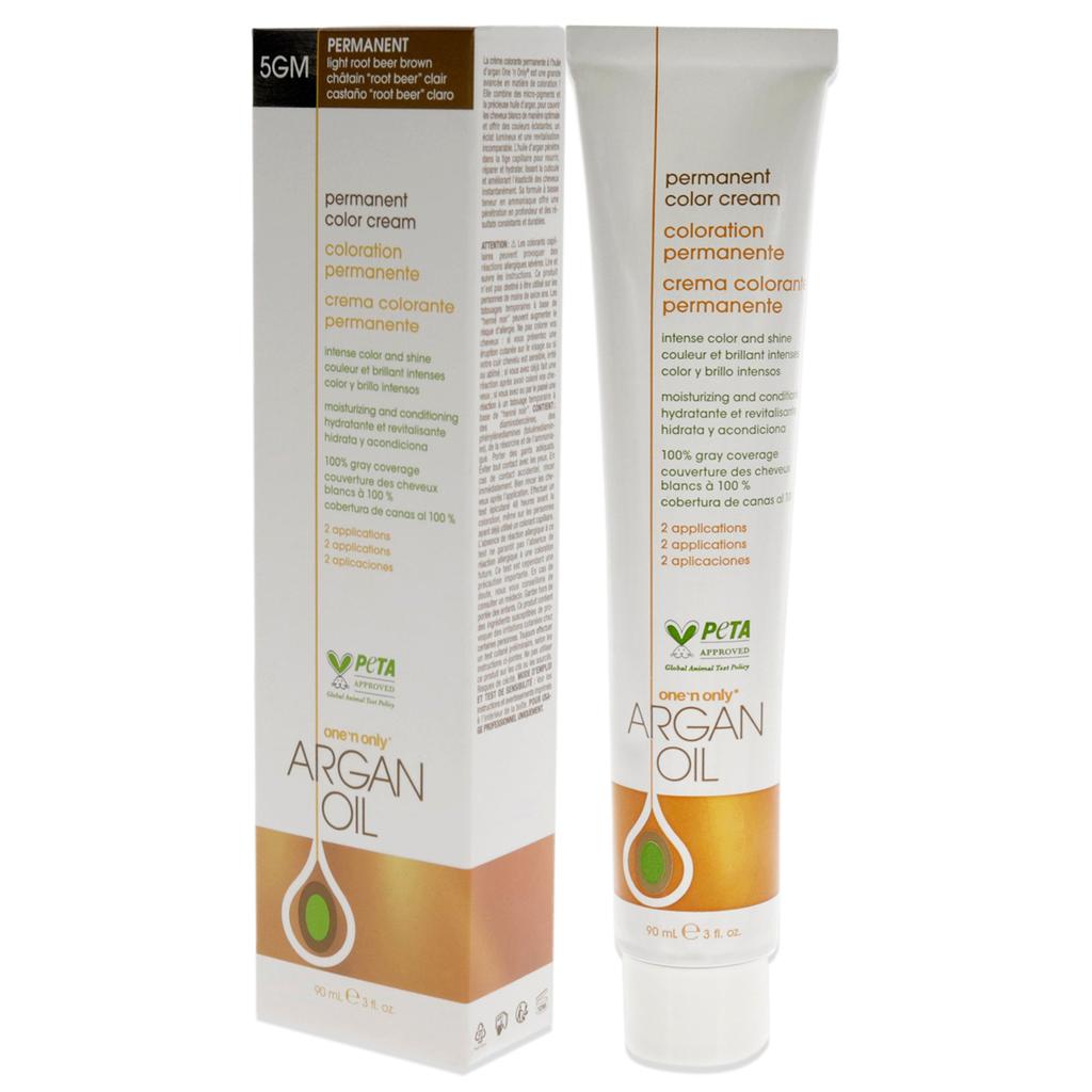 One n Only Argan Oil Permanent Color Cream - 5GM Light Root Beer Brown by One n Only for Unisex - 3 oz Hair Color