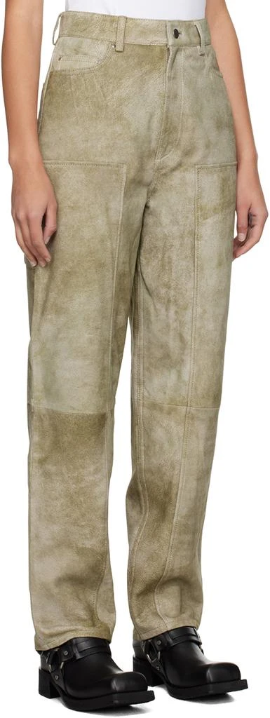 REMAIN Taupe Relaxed-Fit Leather Pants 2