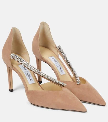 Jimmy Choo Bee 85 embellished suede pumps 1