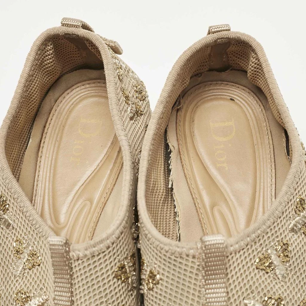 Dior Dior Beige Mesh Beads Embellished/ Embroidery Fusion Sneakers Size 36 8