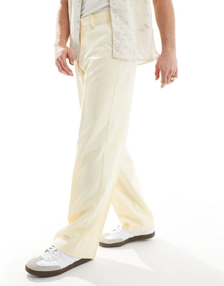 ASOS ASOS DESIGN smart wide leg trousers in dusty yellow 3