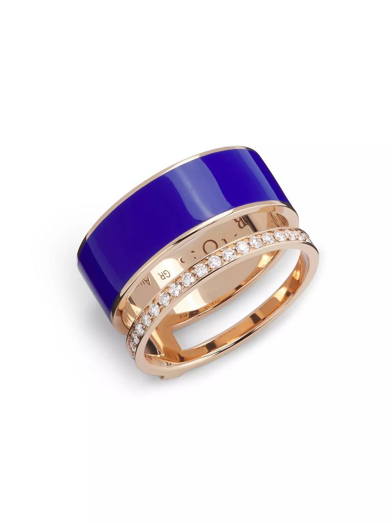 Repossi Berbere Chromatic 18K Rose Gold, Lacquer & 0.34 TCW Diamond Double-Band Ring