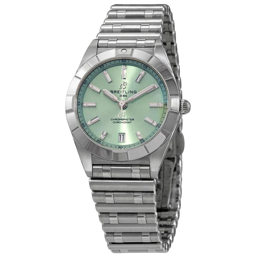 BREITLING Chronomat Quartz Chronometer Diamond Green Dial Ladies Watch A77310101L1A1 1
