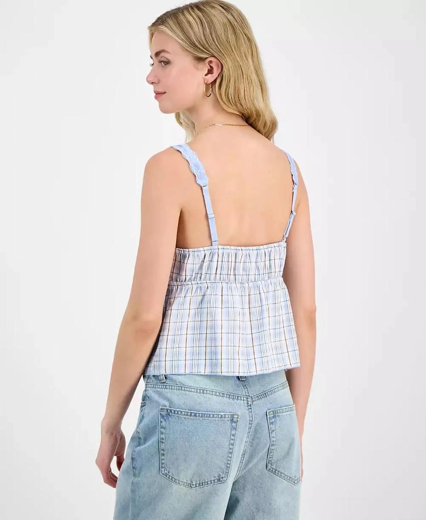 Madden Girl Juniors' Plaid Ribbon Babydoll Tank 2