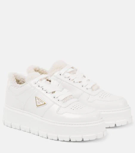 Prada Shearling-lined platform leather sneakers 1