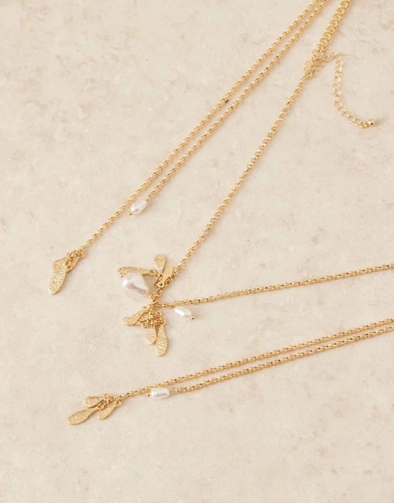 ASOS ASOS DESIGN multirow necklace with long tassel detail in gold tone 2