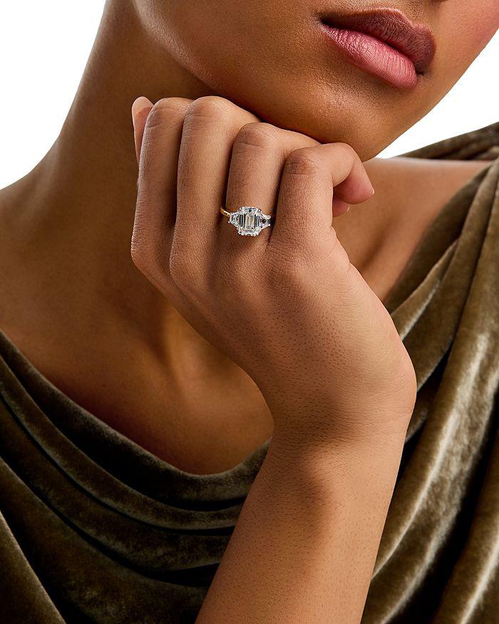 Bloomingdale's Fine Collection Luxe Collection Certified Lab Grown Diamond Hidden Halo 3 Stone Engagement Ring in 18K Yellow Gold, 3.85 tcw