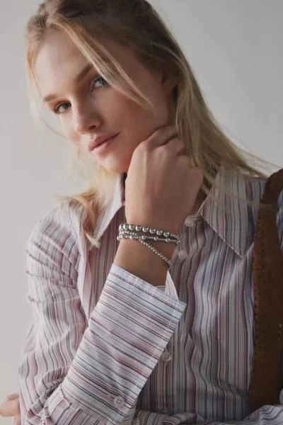 Urban Outfitters Stretchy Metal Beaded Bracelet Set 1