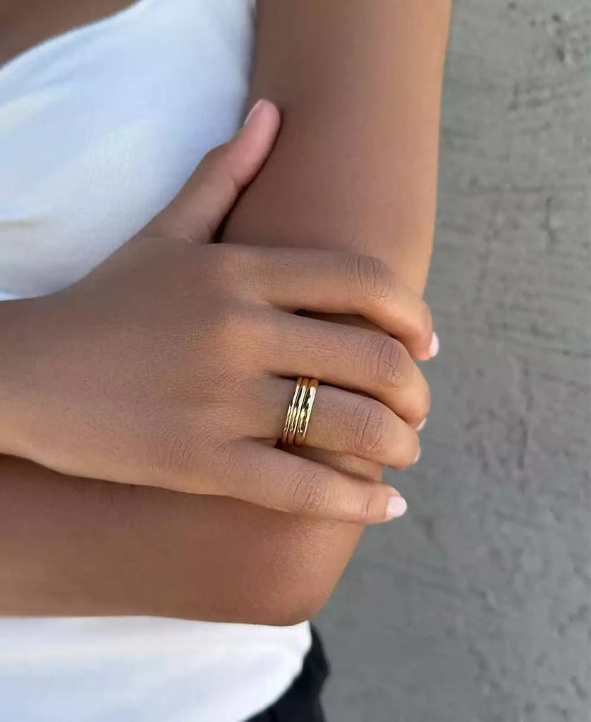 ADORNIA Tarnish Resistant Gold Stacking Band Ring Set 5