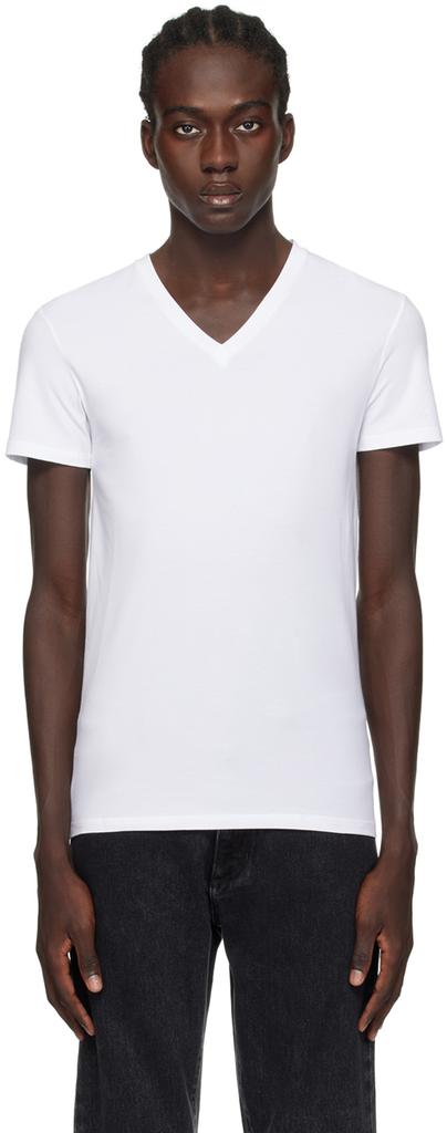 Zegna White V-Neck T-Shirt