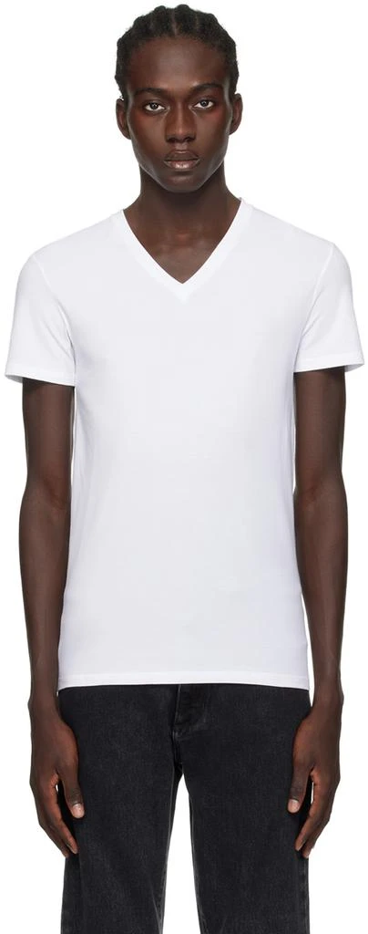 ZEGNA White V-Neck T-Shirt 1