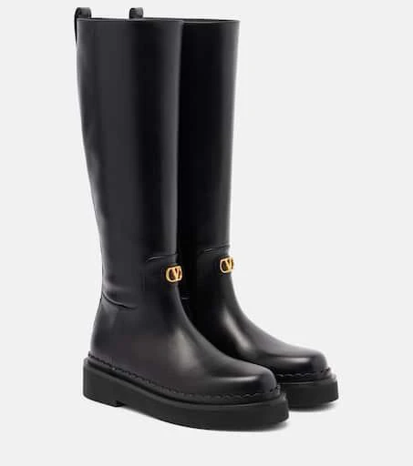 Valentino VLogo leather knee-high boots 1