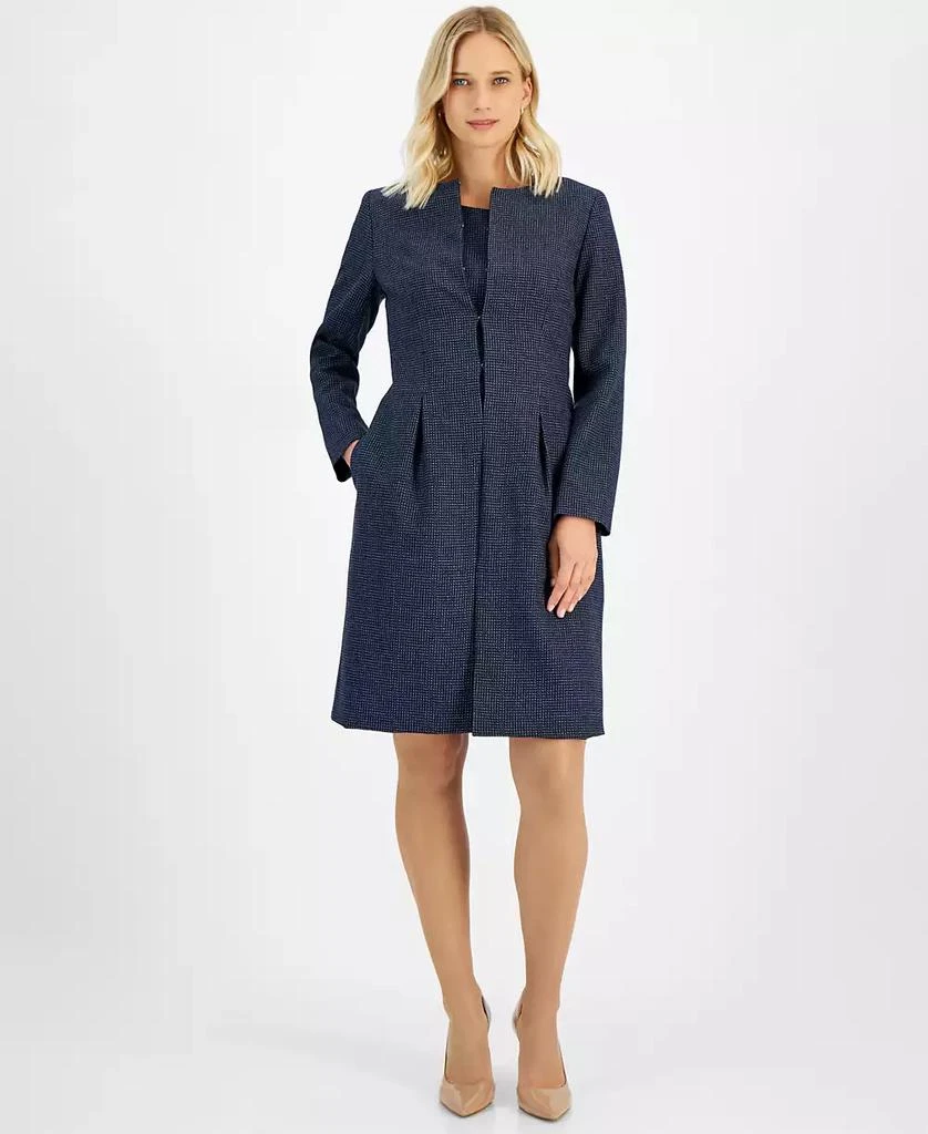 Le Suit Women's Long Collarless Jacket Dress Suit, Regular & Petite 1