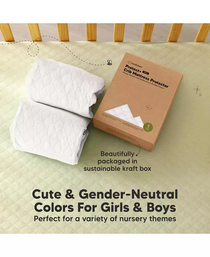 KeaBabies 1-Pack Protect+ Waterproof Crib Mattress Protector Cover, Mavy Quilted Cotton Baby Mattress Topper, Toddler Crib Sheet 7