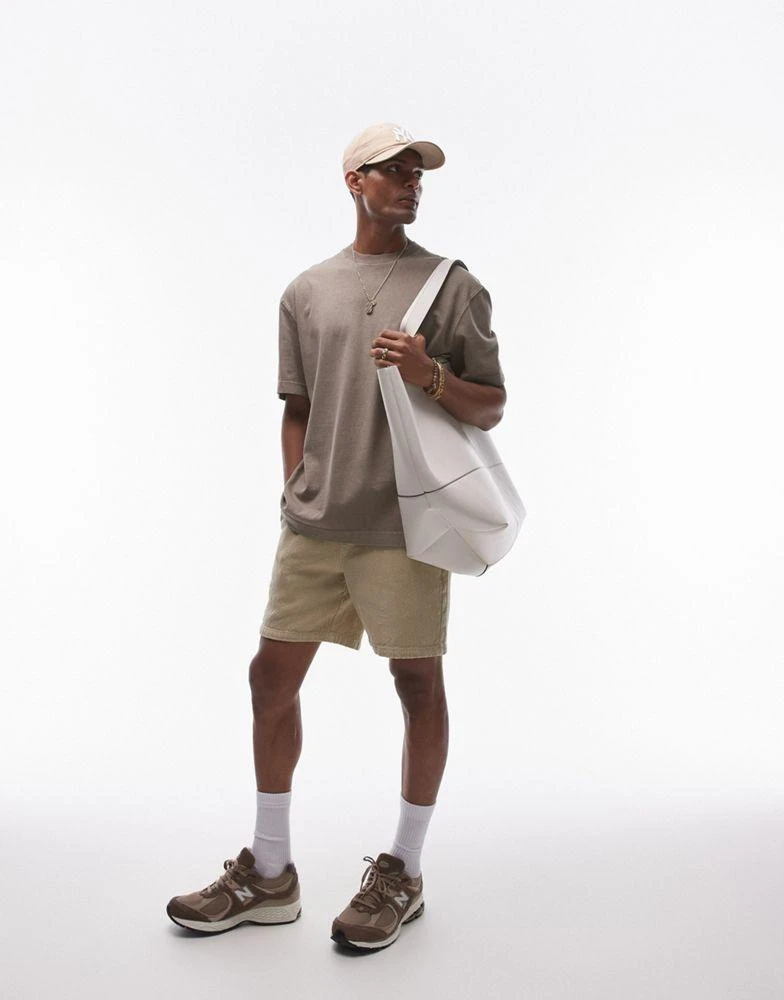 Topman Topman oversized t-shirt in washed khaki 4