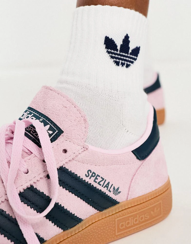 Adidas adidas Originals Handball Spezial gum sole trainers in pink and navy 3