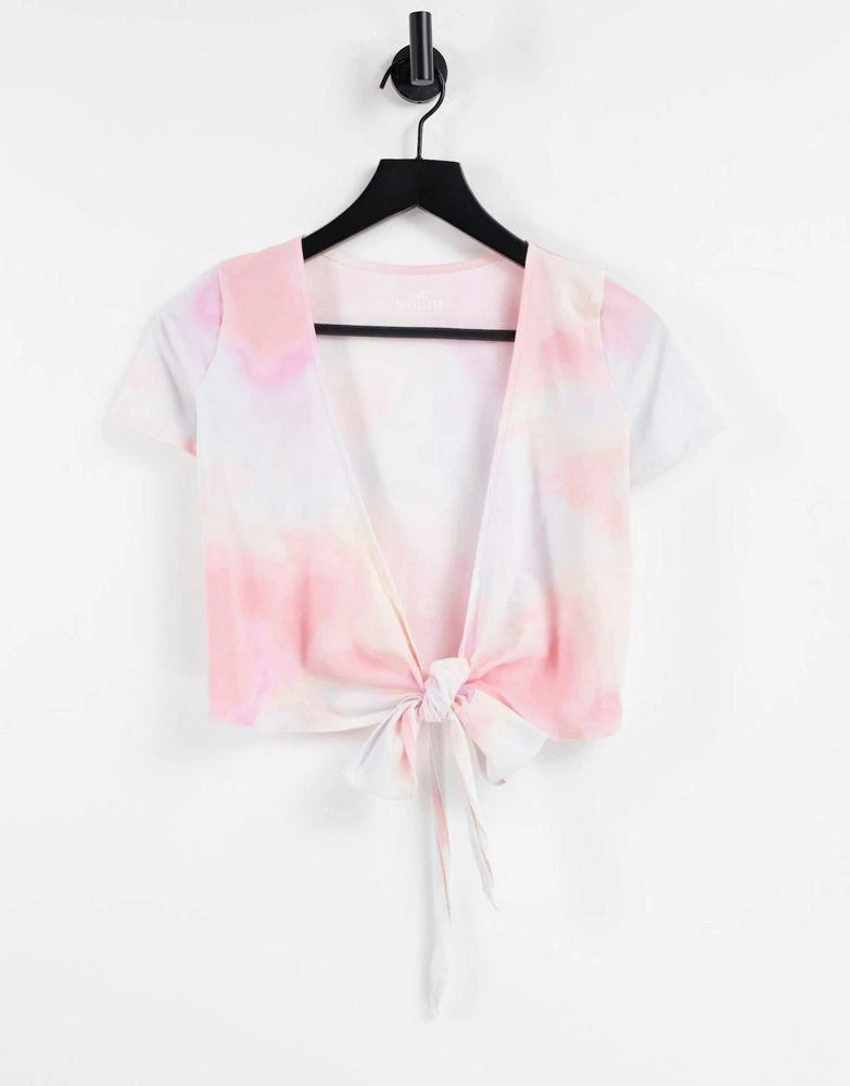Hollister Hollister tie front wrap t-shirt in tie dye 1