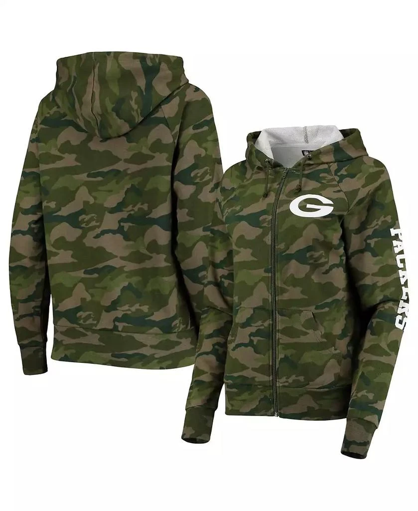 New Era Women's Camo Green Bay Packers Raglan Full-Zip Hoodie 1