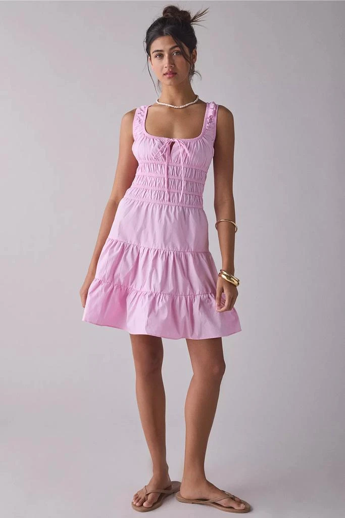 Glamorous Glamorous Candy Pink Cotton Poplin Ruched Mini Dress 3