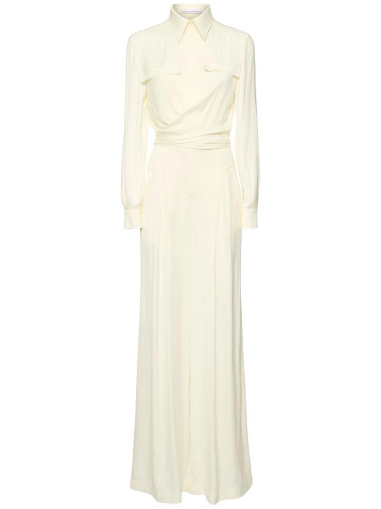 Alberta Ferretti Belted Fluid Viscose Blend Long Jumpsuit 1