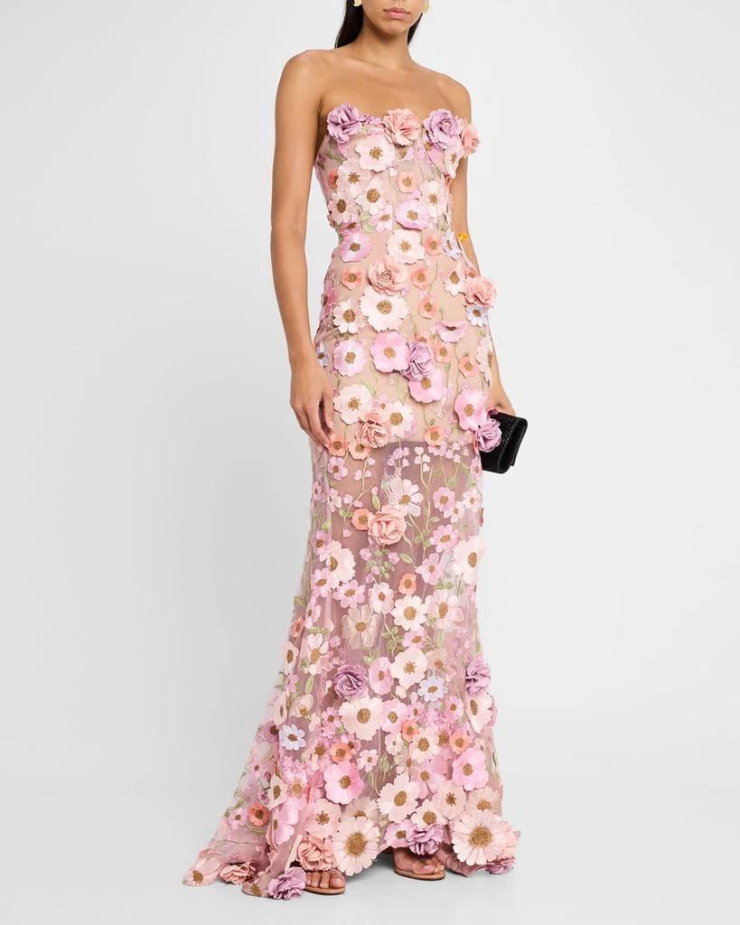 BRONX AND BANCO Jasmine Strapless Floral-Embroidered Gown 4