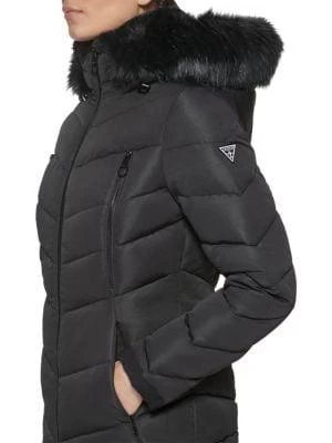 Guess Faux Fur Lined Hooded Puffer Jacket 4